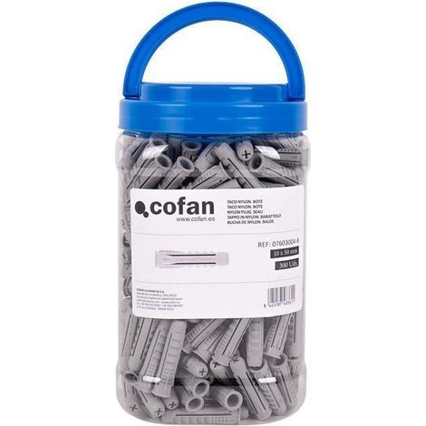 Taco nylon 10x50 mm, anclaje firme y seguro, bote de 300 unidades. (1/5)