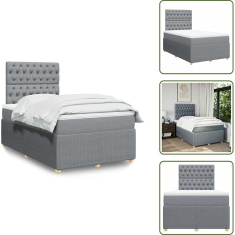 Sommier à lattes de lit avec matelas Gris clair 120x200cm Tissu - Sommier À Lattes De Lit - Sommiers À Lattes De Lit - Lit - Meuble De Chambre À Coucher (1/5)