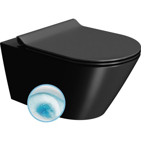 Cuvette de toilettes suspendue KUBE X, GeniusFlush, 36x55cm, noir double mat (1/3)
