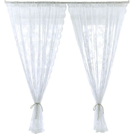 1 Voilage Tulle Blanc Passe-tringle Coloré Semi-transparent Polyester Lavable Salon Chambre (1/5)
