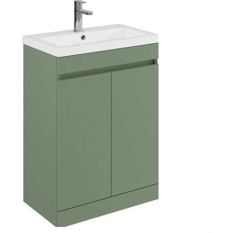Balterley Tean 600mm Floor Standing 2 Door Compact Unit with Polymarble Basin - Green