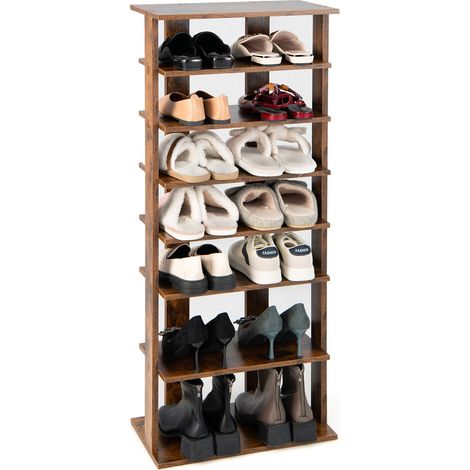 COSTWAY 7 Tiers Tall Shoe Rack Patented Space Saving Organizer Storage Shelf 14 pairs (1/5)