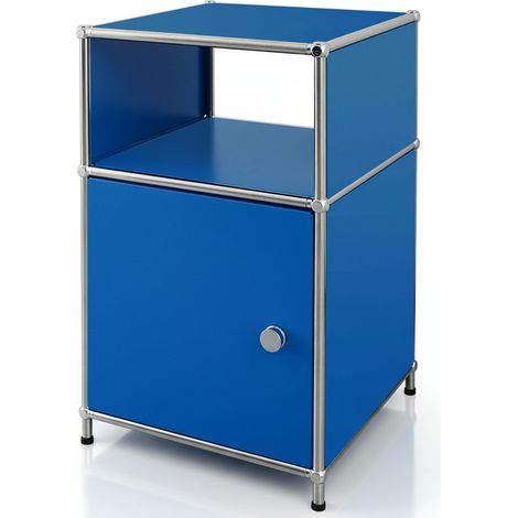 Metallregal Concept Epure MK-040 3-stöckiges Aufbewahrungsregal mit Tür & & Ablageflächen Blau