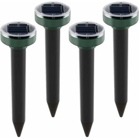 Lot de 4 répulsifs solaires anti-taupes à énergie solaire à ultrasons pour animaux de jardin, pelouse, jardin, débarrassez-vous des taupes campagnols gopher rats rongeurs (1/5)
