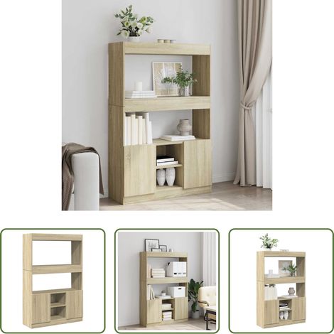 Hochregal - Highboard Sonoma-Eiche 92x33x140 cm Holzwerkstoff (1/5)