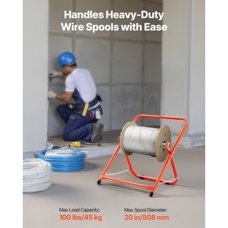 Support de Bobines de Fil, Cadre en Acier, Distributeur de Câbles Pliable, Capacité de Charge 45 kg, Distributeur de Fils Portable… (1/5)