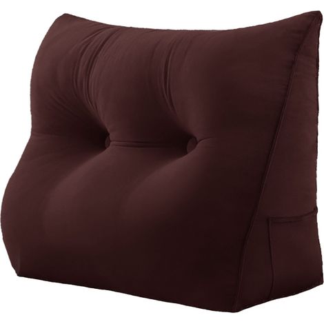 VERCART Großes Bettruhe Keilkissen, Lang Lesekissen, Dekoratives Kopfteilkissen, Dreieckiges Rückenkissen, Loungekissen für Tagesbett oder Couch, Samt Braun 80cm