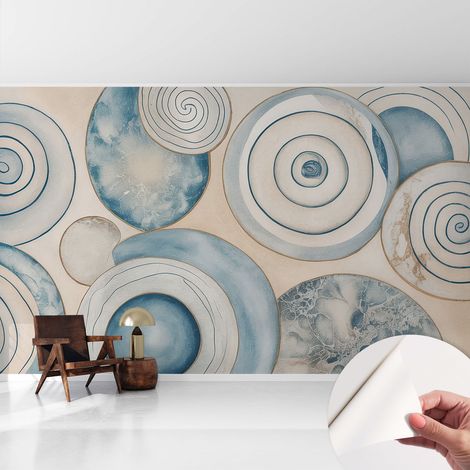 Papier peint autocollant décoratif à motifs pour salon chambre et bureau Tapete adhésif pour décoration Tourbillons en spirale 416x254 cm (1/5)