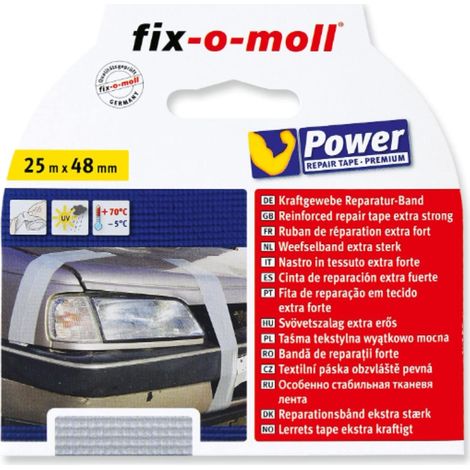 FIX-0-MOLL - 25mt x 48mm - NASTRO ADESIVO IN TESSUTO EXTRA FORTE PER RIPARAZIONI - COLORE ARGENTO