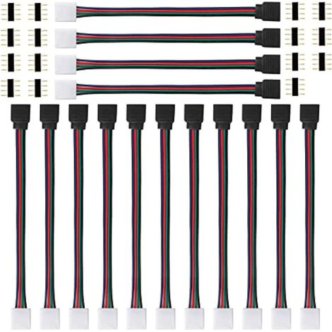 15 Pièces Connecteur LED Strip 4 Broches RGB 5050 - Pour Ruban LED SMD 5050/3528/2835, Contrôleur LED, Connecteur Rapide Sans Soudure, 17cm Long (1/5)