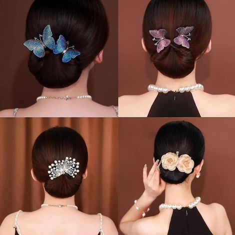 1/4 elegante Lockenwickler im Ins-Stil, Haaraccessoire für französische Twist-Frisuren - Blauer Schmetterling (1/3)