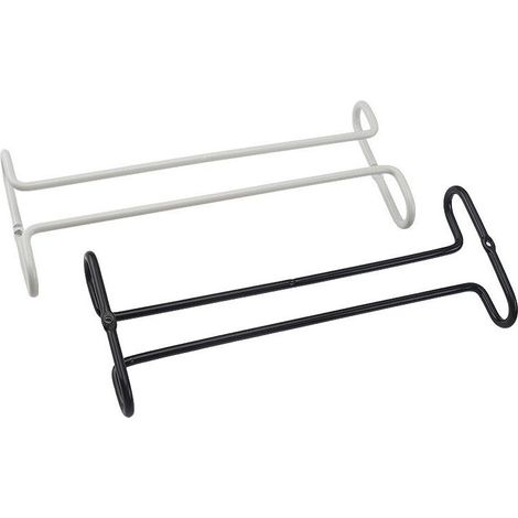 AGE Étagère à verres à vin suspendue simple et moderne, 2 pièces en fer, étagère à verres à pied, étagère de rangement, étagère à verres à pied pour cuisine, bar, sous armoire (blanc, noir) (1/5)
