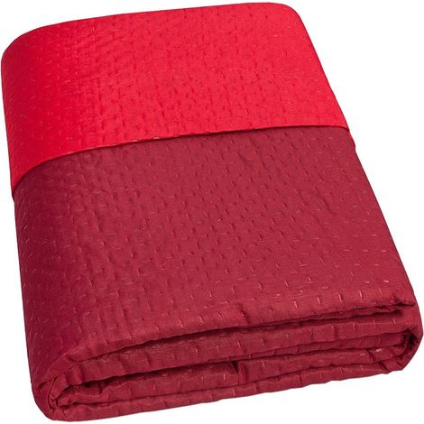 Couette Double Face Couverture Douce Couvre Lit Mi Saison Couleur Unie Bordeaux - Double 250x250