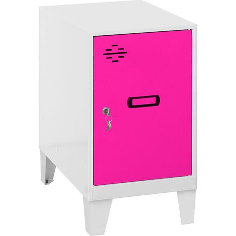 Simonrack Mini Schrank Weiß und Rosa mit Zylinderschloss