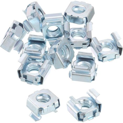 Écrou à Cage 5/16-18, 20Pcs Écrous à Cage Encliquetables, Écrou Métrique en Acier au Carbone Plaqué Zinc pour Armoire de Serveur, Argent (1/5)