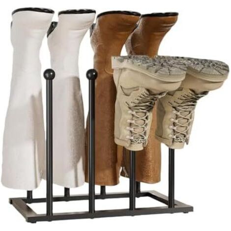 Metal Shoe Rack for Dorm, Bedroom, Hallway Outdoor Shoe Rack Space-Saving Rain Boot and Shoe Storage Rack (For 4 Pairs, Black) (1/5)