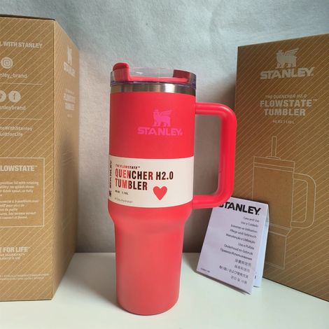 Gobelet isotherme Stanley Quencher H2.0 Flowstate en acier inoxydable, avec couvercle et paille, pour eau, thé glacé ou café, 40cl, double paroi, maintien au froid et au chaud