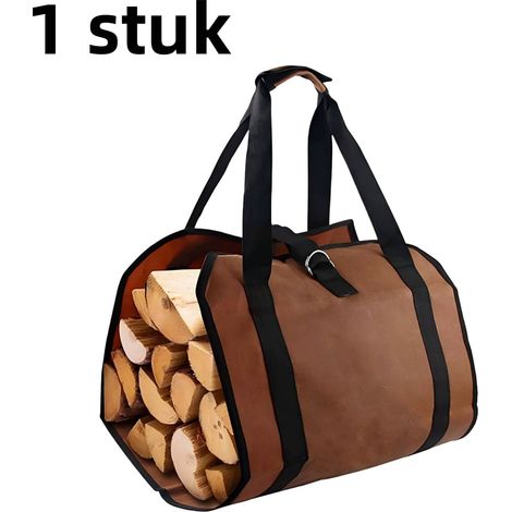 sac à bûches en toile - Grande capacité - Sac de bûcheron résistant à l'usure - Marron (1/5)