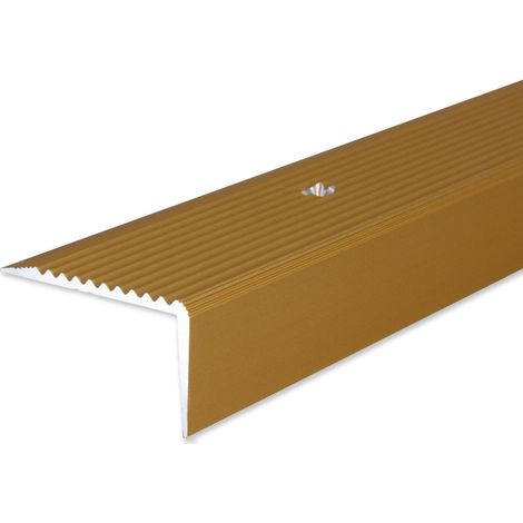 Treppenkante / Treppenkantenprofil / Winkelprofil (Größe 20 mm x 40 mm) aus Aluminium eloxiert, gebohrt von Auer Metall -goldfarbig-800 (1/2)