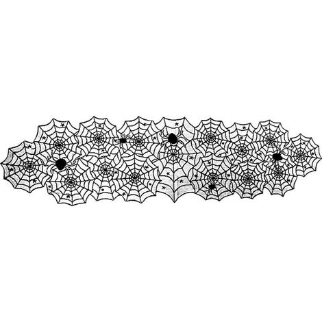 Nappe d'Halloween, nappe en dentelle noire à motif toile d'araignée pour la décoration de table d'Halloween, nappe effrayante pour la décoration de table d'une fête d'Halloween (1/4)