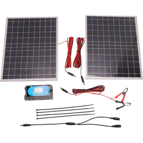 Kit di pannelli solari da 100 W con regolatore, modulo fotovoltaico monocristallino ad alta efficienza del 25% per camper, barche, rimorchi nautici, aziende agricole, tetti, case, sistemi off-grid. (1/5)