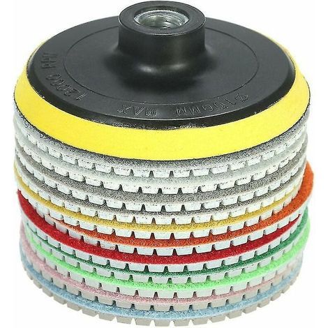 12 Sets mit 4 Zoll Diamant-Schleifpads (je 2 Stück für 30/50er Körnung + je 1 Stück für 100/200/400/800/1500/3000/6000er Körnung + 1 Schleifscheibe) (1/4)