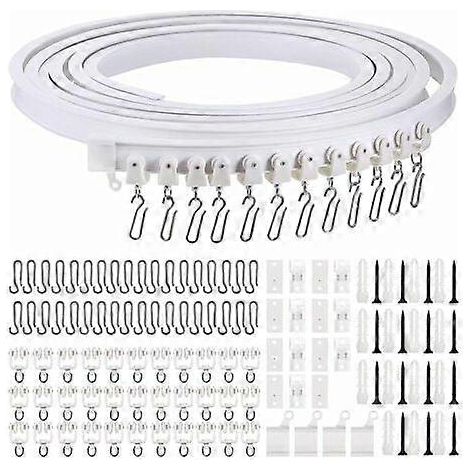 Rail de rideau flexible pour plafond, système de rail de rideau flexible pour douche et baie vitrée, facile à installer (1/5)