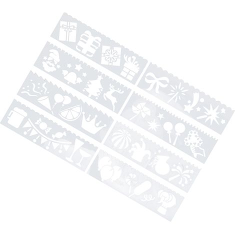 8 gabarits de peinture en plastique ajouré, sûrs et faciles à nettoyer, au design original, pour la création de rideaux et de surprises. (1/5)