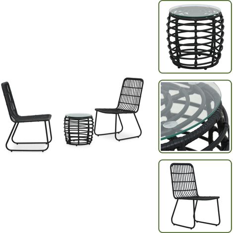 Rattan - vidaXL Set da Bistrot 3 pz in Polyrattan Nero - Acciaio