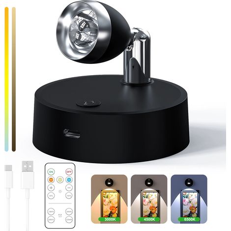 Projecteur LED, finition noire, rechargeable, avec télécommande, pour mettre en valeur les plafonds, les jardins, les façades ou les espaces extérieurs.-AquaForge (1/4)
