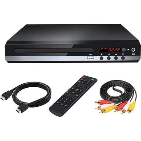 Cellfast – Lecteur DVD compact 1080P – Entrée USB – Son surround stéréo 5.1 – Compatible multi-régions – Câble AV HDMI inclus