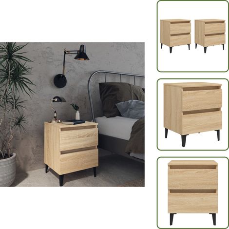 Comodino in legno multistrato - vidaXL Comodini 2pz Rovere Sonoma 40x35x50 cm in Legno Multistrato - Comodino con cassetti