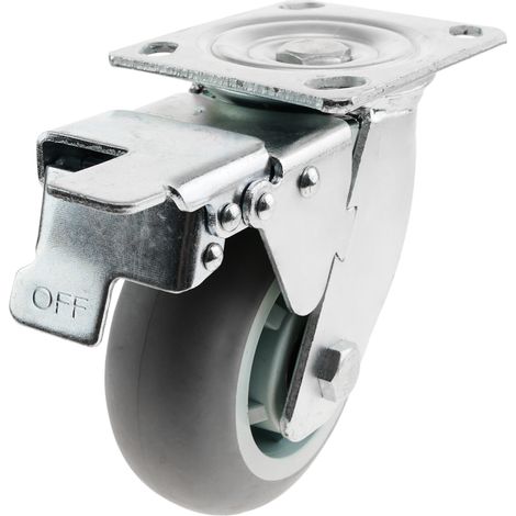 PrimeMatik - Roue industrielle pivotante en polyuréthane avec frein 125 mm (1/5)