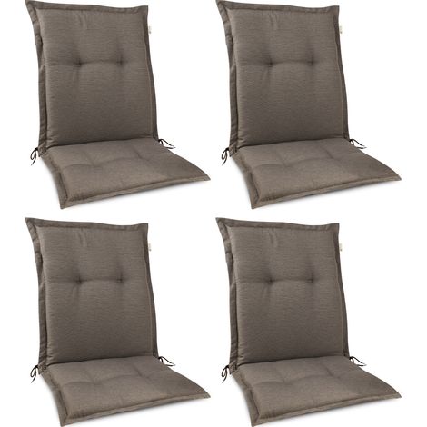 Beautissu HighLux NL Coussin dossier bas Coussin exterieur jardin 105x50cm  Set de 4 - Épaisseur 7cm – Fait en UE – Coussin dossier chaise pour mobilier de jardin – Résistance UV	Taupe