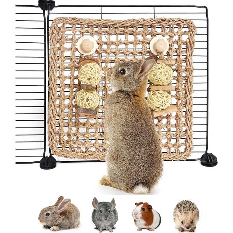 Jouets pour hamsters, accessoires pour lapins, tapis en jonc de mer avec jouets à mâcher, accessoires pour cages de petits animaux,