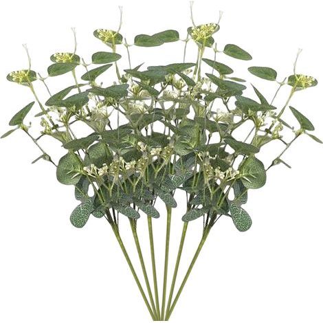Feuilles d'eucalyptus artificielles avec baies, fausse tige de verdure pour bricolage de bouquets de fleurs, arrangements de Table (1/5)