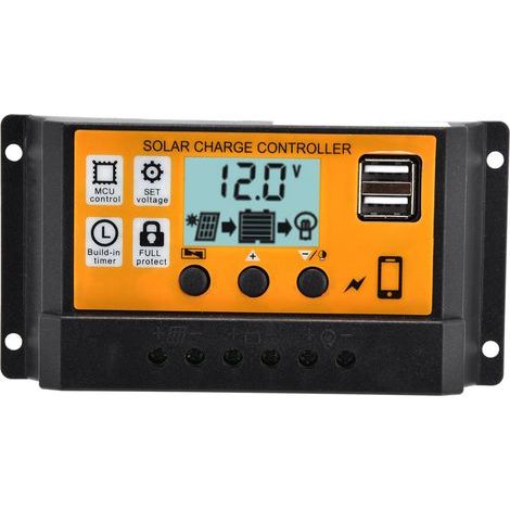 Intelligenter Laderegler für Dual-USB-Solarmodule, 3-stufiger PWM-Laderegler, 12 V/24 V, 20 A (1/5)