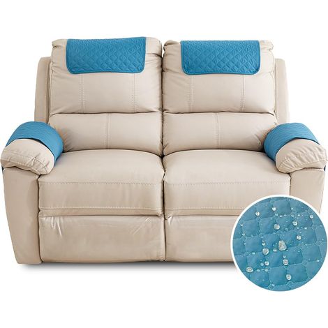 Housses d'accoudoirs de canapé, housses d'appuie-tête imperméables, avec poches, adaptées aux accoudoirs de fauteuils inclinables, housses d'accoudoirs matelassées antidérapantes, quatre pièces. (1/5)