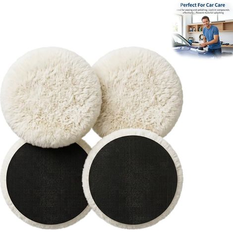 Tampons de Polissage voiture 125 mm, Lot de 4 Pads de Polissage en Microfibre Laine Auto-Agrippants, Disques de Polissage pour Voiture, Polisseuse Orbitale et Rotative, Lustrage, Cirage et Finition (1/5)