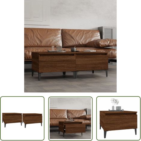 The Living Store Beistelltische 2 Stk. Braun Eiche 50x46x35 cm Holzwerkstoff - Industrieller Stil - Beistelltisch - Wohnzimmerstil - Holzwerkstoff Möbel - Side Table (1/5)