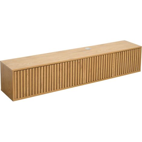 Meuble TV suspendu 160 cm scandinave bois clair