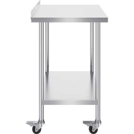 Mophorn Edelstahl-Arbeitstisch 24 x 36 x 40 Zoll, kommerzieller Arbeitstisch mit Rollen, einstellbarer Höhe, robuster Tisch für Lebensmittelzubereitung für Restaurant, Zuhause, Hotel