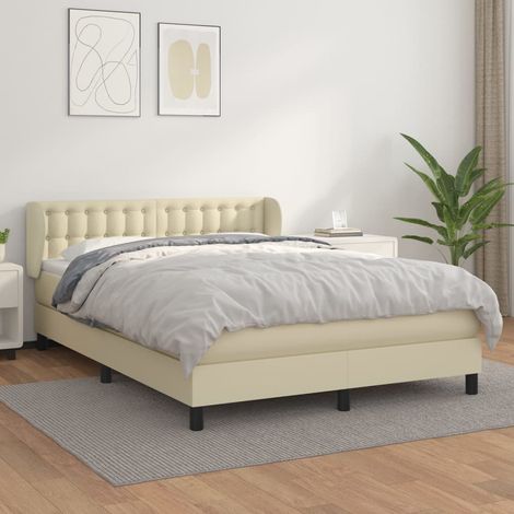 Boxspringbett mit Matratze Creme 140x200 cm Kunstleder (1/5)