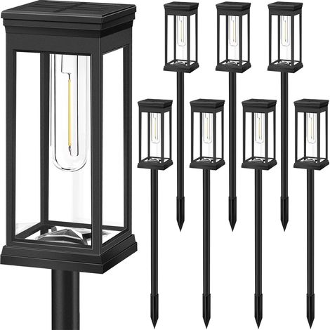 Juego de 8 luces solares para jardín, luces de suelo para exteriores, luces para paisajes, iluminación solar para césped. (1/5)
