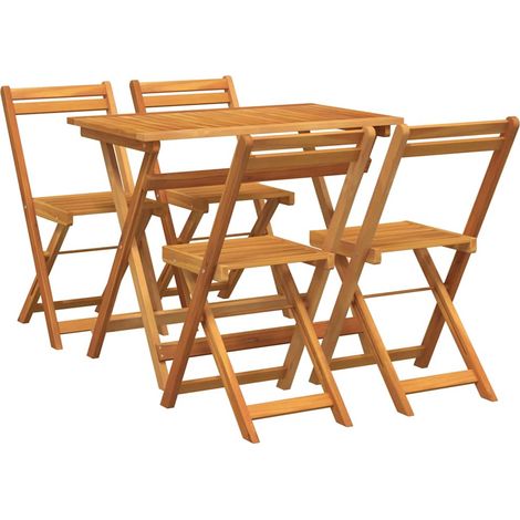 Ensemble bistrot 5 pcs，Salon de jardin Marron Bois d'acacia massif CFW12890 (1/5)