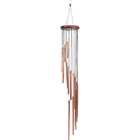 Carillon à Vent en Alliage d'Aluminium 18 Tubes pour Décoration Extérieure Jardin Terrasse Doré (1/5)