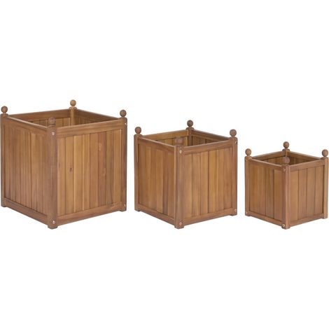 Macetero Set 3 Acacia 40X40X46 Natural Marron (1/4)