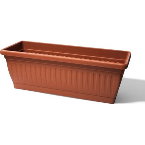 Cassetta vaso fioriera da balcone in polipropilene con sottovaso e riserva idrica ideale per piante e fiori - 40x20xH17 cm