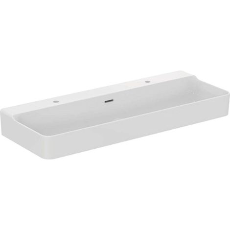 Lavabo CONCA 1200x450x165mm bianco 2 fori rubinetteria, con troppopieno IDEAL STANDARD (1/5)