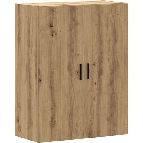 Elegante armadio da parete portaoggetti 69,5 x 34 x 90 cm in legno multistrato rovere artigianale 020051127
